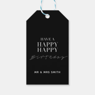 Gepersonaliseerd "Happy Birthday" Zwart Cadeaulabel