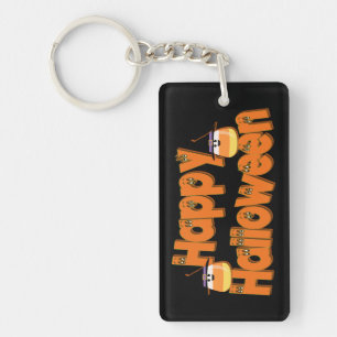Gepersonaliseerd Happy Halloween Whimsical Sleutel Sleutelhanger