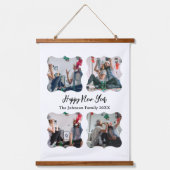 Gepersonaliseerd Happy Nieuwjaar script 4 collage  Hangend Wandkleed (Voorkant)