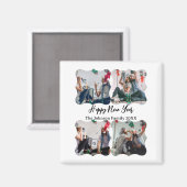 Gepersonaliseerd Happy Nieuwjaar script 4 collage  Magneet (Voorkant / Achterkant)