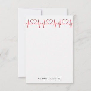 Gepersonaliseerd hart Eenvoudig Medisch Notitiekaartje