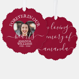 Gepersonaliseerd Hart Foto Memorial Script Ornament Kaart