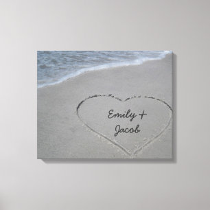 Gepersonaliseerd hart in Zand-Wrapped Canvas Afdru Afdruk