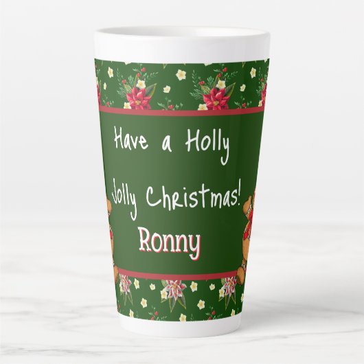 Gepersonaliseerd hebben een Holly Jolly Kerstmis Latte Mok (Voorkant)