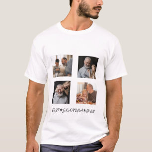 Gepersonaliseerd hedendaags 4-Foto "Best Grandpa E T-shirt