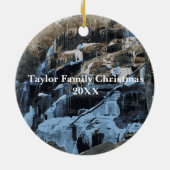 Gepersonaliseerd herdenking van de sneeuwwaterval keramisch ornament (Achterkant)