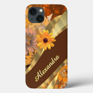 Gepersonaliseerd herfst gekleurd bloemmotief iPhone 13 hoesje