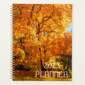 Gepersonaliseerd herfstgele bladeren 2023 Planner (Voorkant)