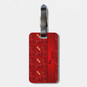 Gepersonaliseerd het verbandhart van de naam rood bagagelabel (Achterkant verticaal)