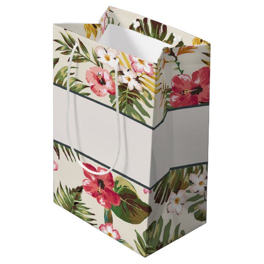  gepersonaliseerd Hibiscus Pattern Medium Cadeauzakje (Achterkant Gekanteld)