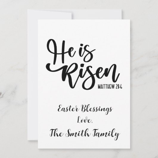 Gepersonaliseerd Hij is Risen Easter Kaart Black & (Voorkant)