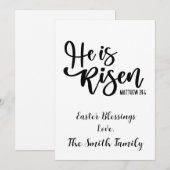 Gepersonaliseerd Hij is Risen Easter Kaart Black & (Voorkant / Achterkant)