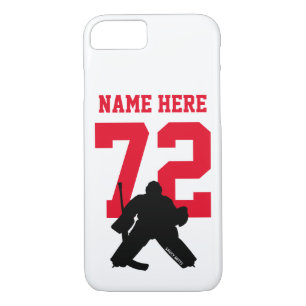 Gepersonaliseerd Hockey Goalie Naam Nummer Rood iPhone 8/7 Hoesje
