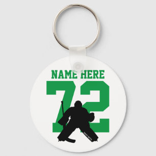 Gepersonaliseerd Hockey Goalie Name Number groen Sleutelhanger