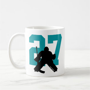 Gepersonaliseerd Hockey Goalie Player Number Blauw Koffiemok