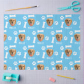 Gepersonaliseerd hond huisdier foto & naam blauw tissuepapier (Craft)
