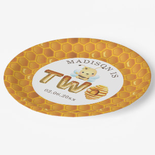 Gepersonaliseerd Honey Bee Tweede Verjaardag Papie Papieren Bordje