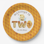 Gepersonaliseerd Honey Bee Tweede Verjaardag Papie Papieren Bordje (Voorkant)
