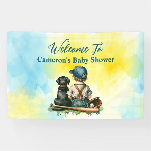 Gepersonaliseerd honkbal thema Baby shower Spandoek (Horizontaal)