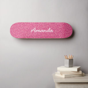 Gepersonaliseerd Hot Pink Glitter skateboard
