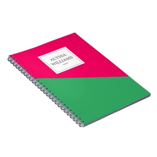 Gepersonaliseerd Hot Pink Green Custom Girly Moder Notitieboek (Rechterzijde)