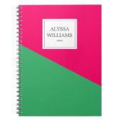 Gepersonaliseerd Hot Pink Green Custom Girly Moder Notitieboek (Voorkant)