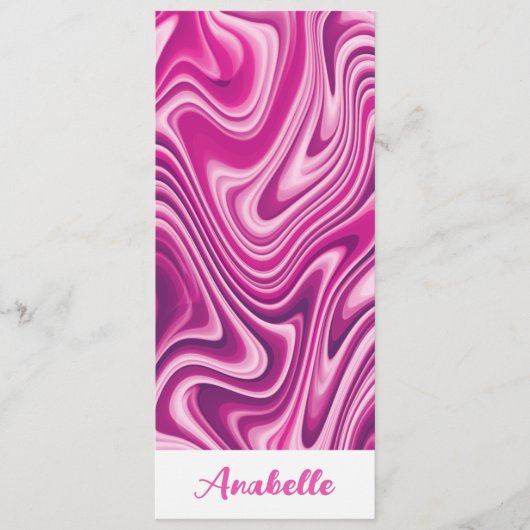 Gepersonaliseerd Hot Pink Liquid Marble Bladwijzer (Voorkant)