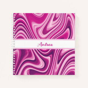 Gepersonaliseerd Hot Pink Vloeibaar Marmer Notitieboek