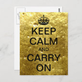 Gepersonaliseerd HOUD KALM en DRAAG DOOR - goudste Briefkaart (Voorkant / Achterkant)