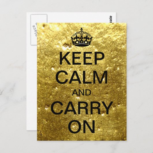 Gepersonaliseerd HOUD KALM en DRAAG DOOR - goudste Briefkaart (Voorkant / Achterkant)