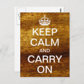 Gepersonaliseerd HOUD KALM en DRAAG VERDER - hout Briefkaart (Voorkant / Achterkant)