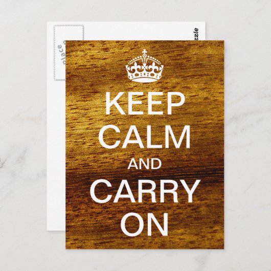 Gepersonaliseerd HOUD KALM en DRAAG VERDER - hout Briefkaart (Voorkant / Achterkant)