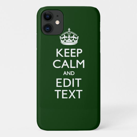 Gepersonaliseerd Houd kalm en Jouw tekst bos groen Case-Mate iPhone Case (Achterkant)