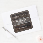 Gepersonaliseerd hout en leder vierkante sticker (Envelop)