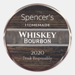 Gepersonaliseerd hout, metaal en leder ronde sticker