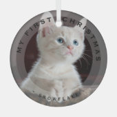 Gepersonaliseerd huisdier Mijn eerste Kerstmis Fot Glas Ornament (Voorkant)