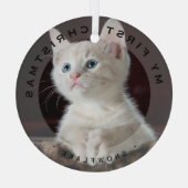 Gepersonaliseerd huisdier Mijn eerste Kerstmis Fot Glas Ornament (Achterkant)