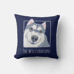 Gepersonaliseerd Husky Blue Kussen