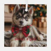 Gepersonaliseerd Husky Glas Ornament (Achterkant)