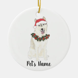 Gepersonaliseerd Husky Keramisch Ornament