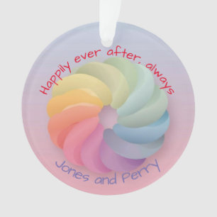 Gepersonaliseerd huwelijkswens zacht kleurrijk cad ornament