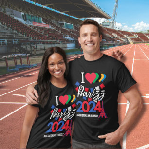 Gepersonaliseerd I LOVE PARIS PARIZZ 2024 Familie  T-shirt