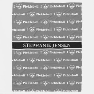 GEPERSONALISEERD I Love Pickleball Hart Retro Fleece Deken