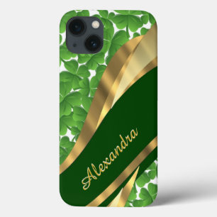 Gepersonaliseerd Iers groen shamrock patroon iPhone 13 Hoesje