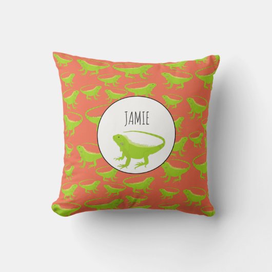 Gepersonaliseerd Iguana Lizard Pattern Kussen (Voorkant)