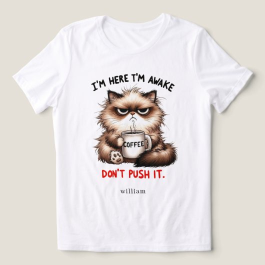 Gepersonaliseerd Ik ben hier Ik ben wakker Tri-Blend Shirt (Design voorkant)