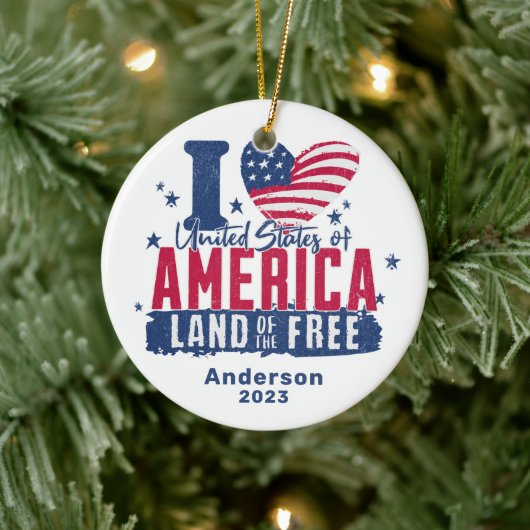 Gepersonaliseerd Ik hou van de Verenigde Staten va Keramisch Ornament (Boom)