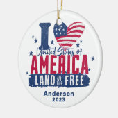 Gepersonaliseerd Ik hou van de Verenigde Staten va Keramisch Ornament (Links)