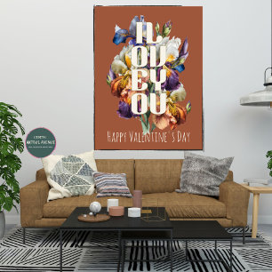 gepersonaliseerd ik hou van je bloem Valentijn Poster