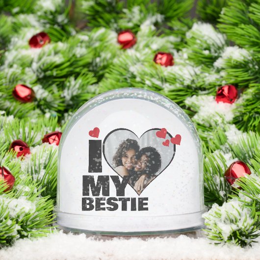 Gepersonaliseerd Ik hou van mijn Bestie Heart Phot Sneeuwbol (Kerstmis)